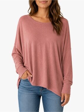 Story Women’s Medium Dusty Rose Plush Batwing Dolman Long Sleeve Top